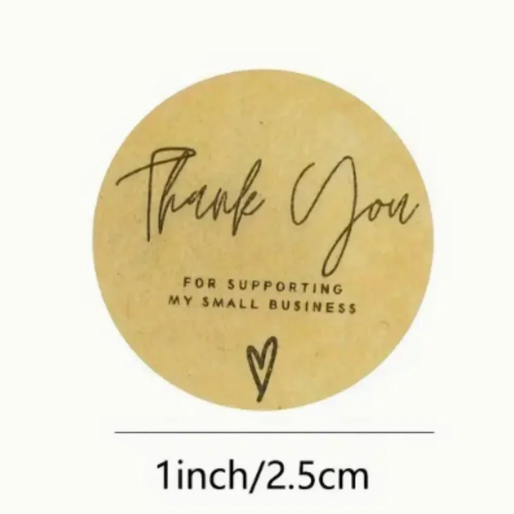 NEW KRAFT PAPER THANK YOU FOR SUPPORTING MY SMALL BUSINESS STICKERS 2 ROLLS 1000